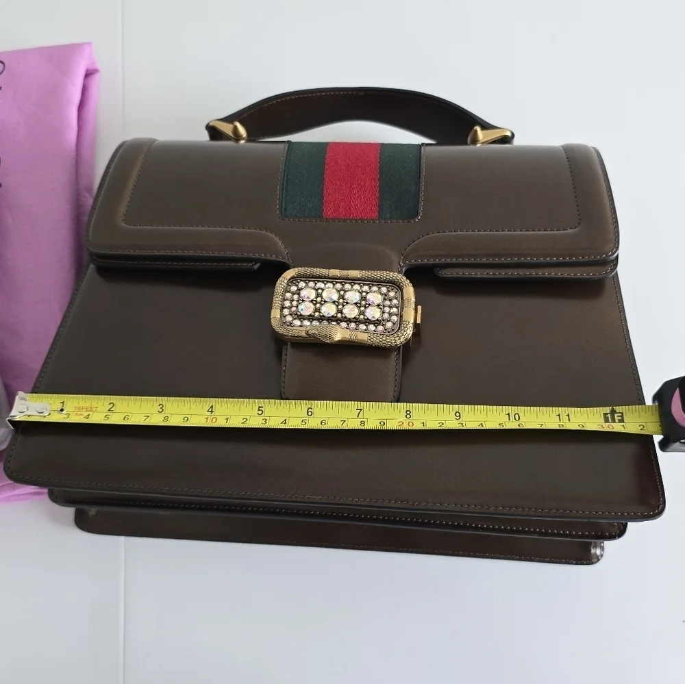 Gucci Leather Handbag Women's Brown Medium Borsa Snake Dustbag New - Picture 5 of 16